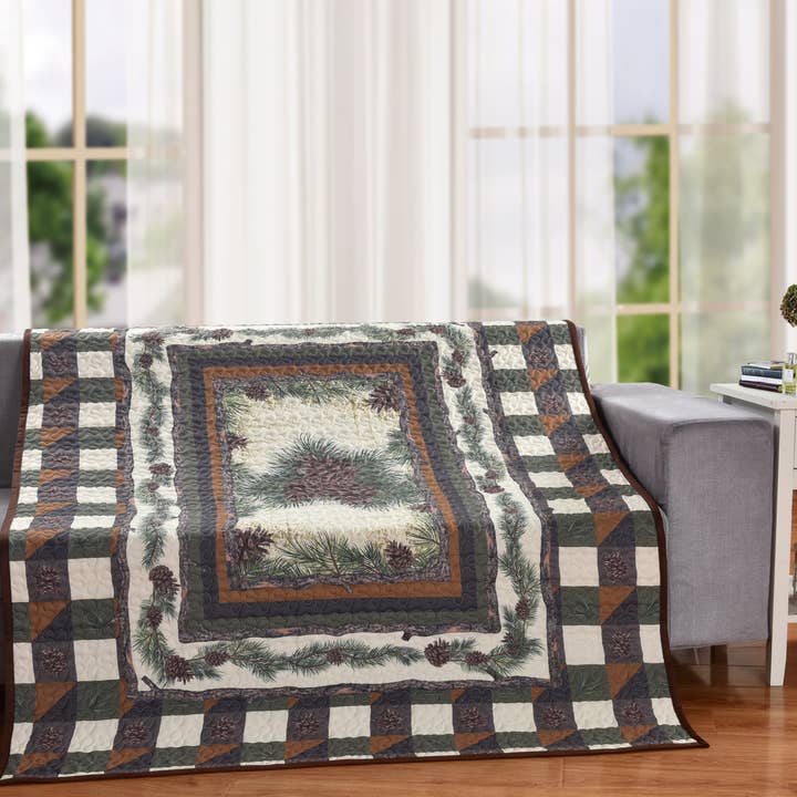 De Leon Collections - Wholesale Throw Blanket - Pine Forest Checkered Plaid Decorative Quilt Throw Blanket0