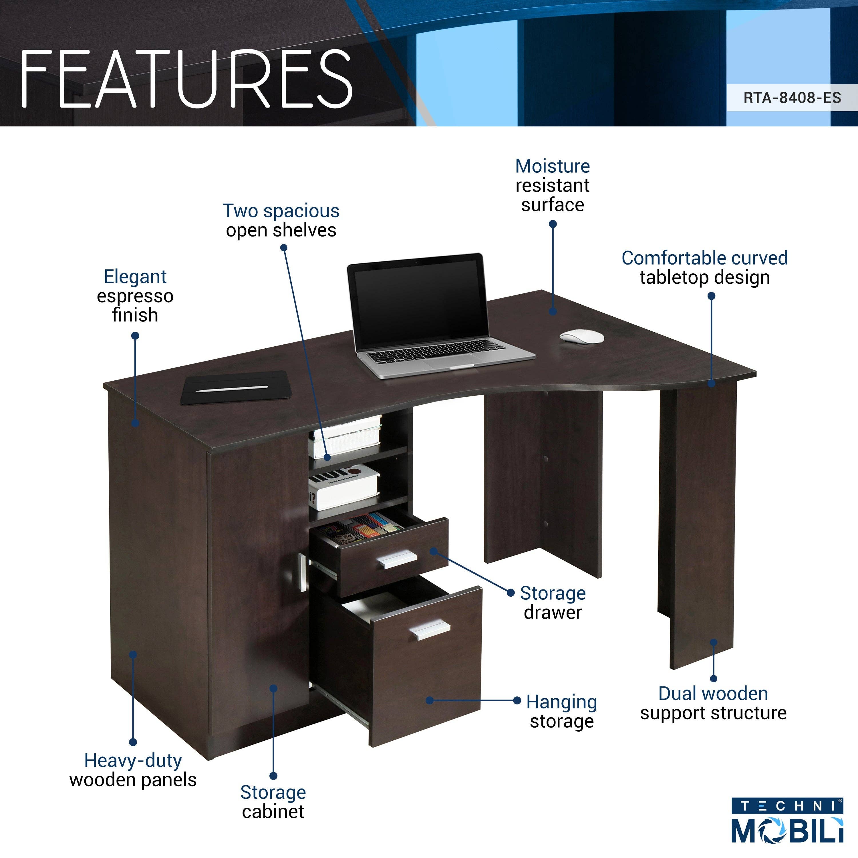 Espresso Classic Office Desk with Storage for wholesale on Faire2