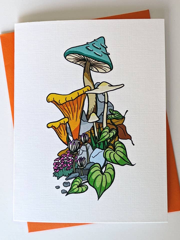 Cartes de correspondance aux champignons luxuriants pour la vente par Jacquelyn Turner Art