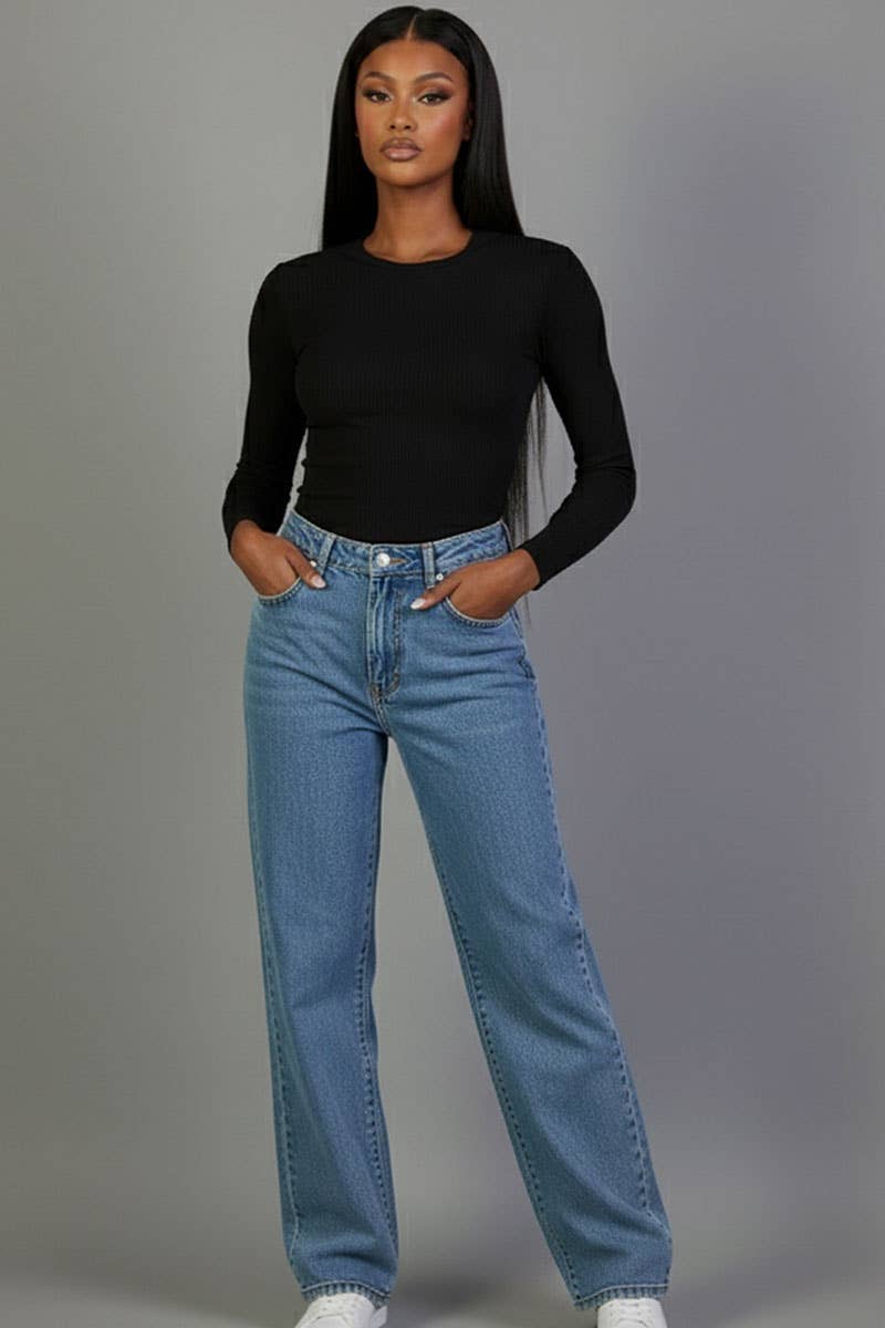 CAPELLA APPAREL - Wholesale Knit Top - Women's - Ribbed Round Neck Long Sleeve Top0