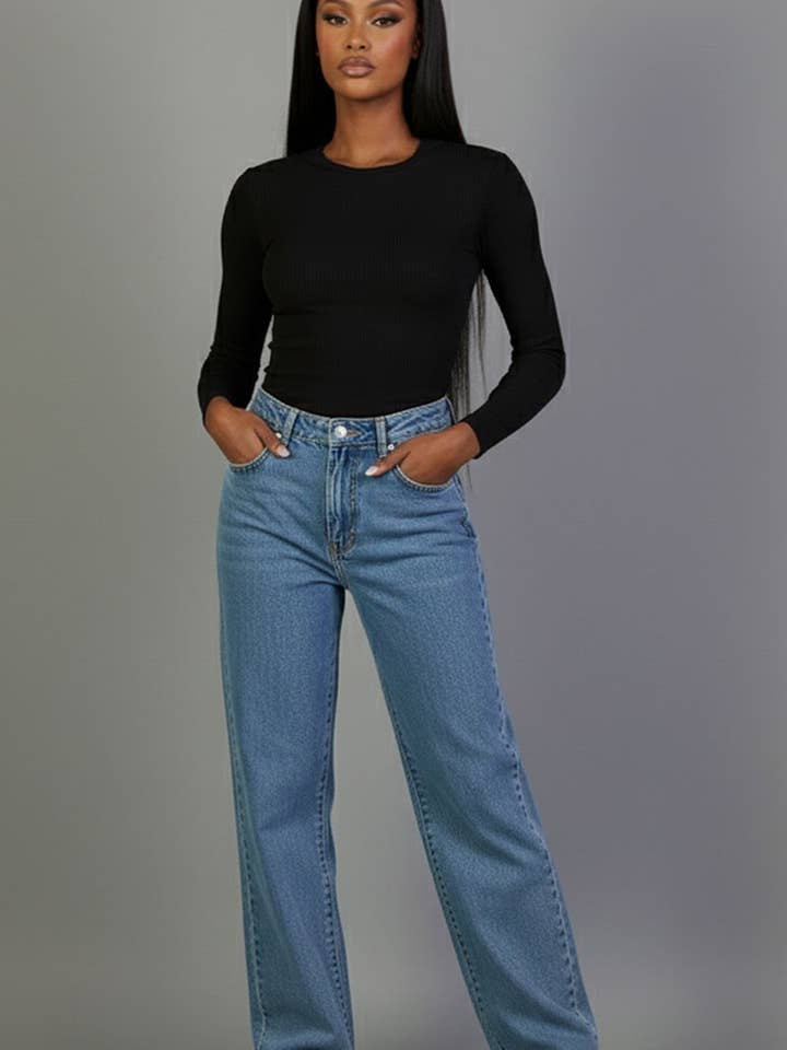 CAPELLA APPAREL - Wholesale Knit Top - Women's - Ribbed Round Neck Long Sleeve Top