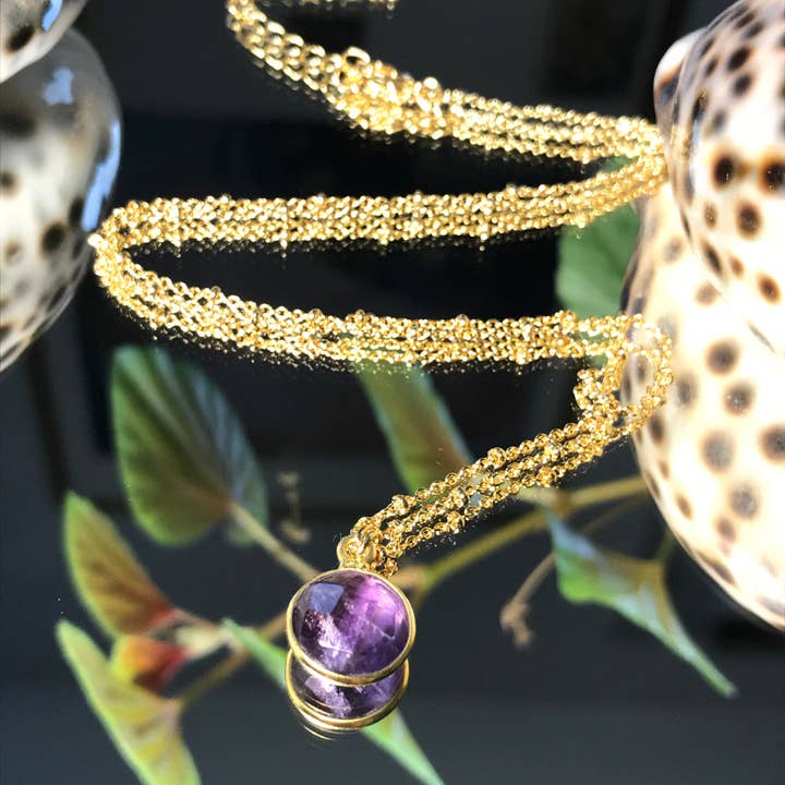 TOURMALYN - Wholesale Pendant/Charm Necklace - Gold plated amethyst pendant2