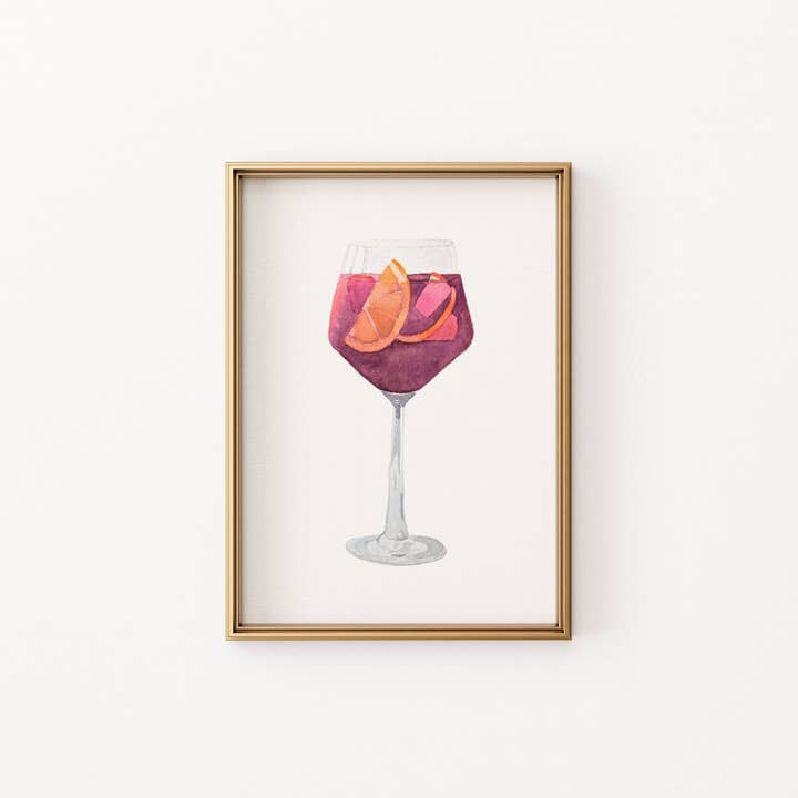 Sangria Summer Cocktail Print Watercolor, 5x7 Bar Cart Art for wholesale by Shop Like You Live Here