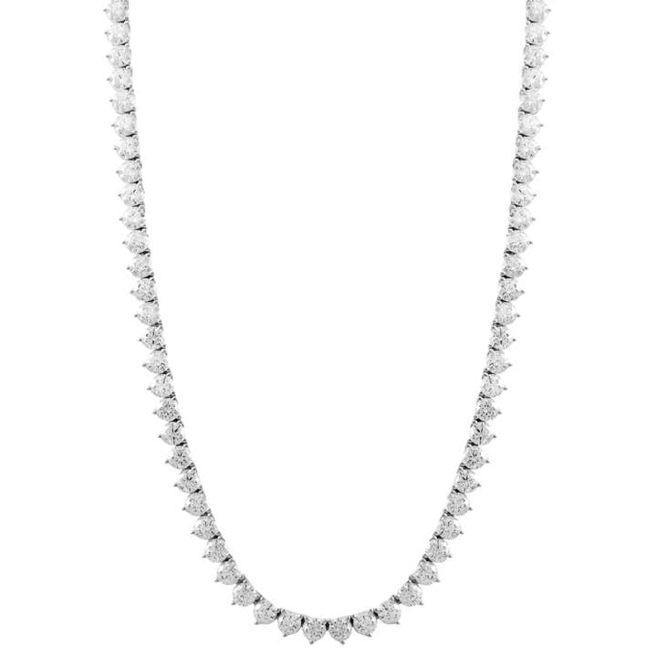 Rhodium Plated Sterling Silver CZ Tennis Necklace for wholesale by Dlux Jewels