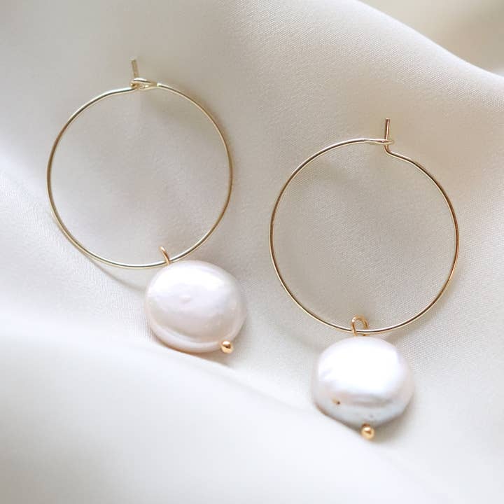 Cedar and Cypress Designs - Wholesale Hoop Earrings - Pearl Hoop Earrings0