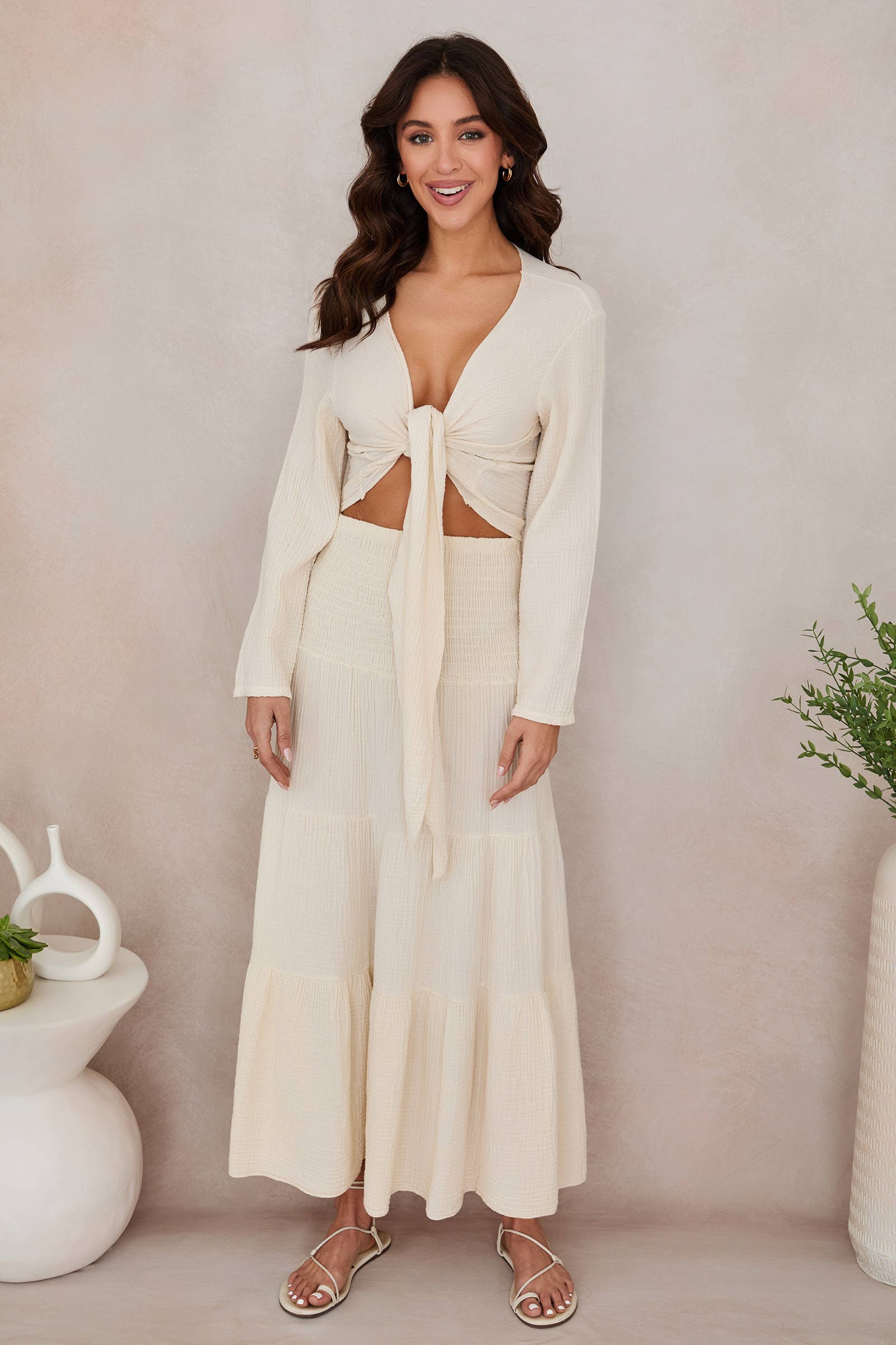 MILIO MILANO - Wholesale Skirt - Women's - TIERED COTTON GAUZE SKIRT (113016)7