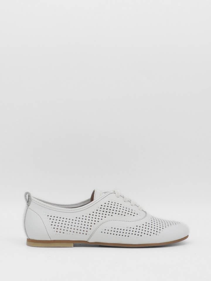 Maku oxford flats in perforated white leather for wholesale by STIVALI NEW YORK