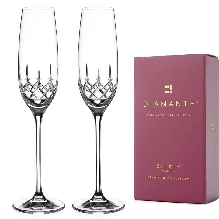 DIAMANTE - Wholesale Champagne Flute - Diamante Champagne Flutes Prosecco Glasses Pair With ‘class