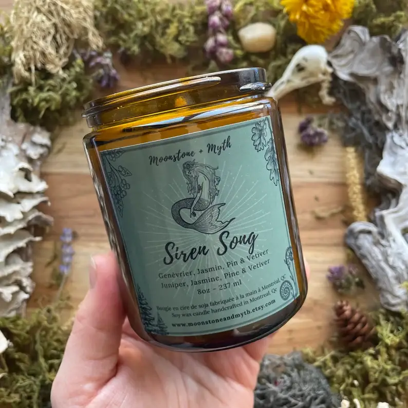 Moonstone and Myth - Wholesale Jar/Filled Candle - Siren Song, 100% soy wax scented candle1