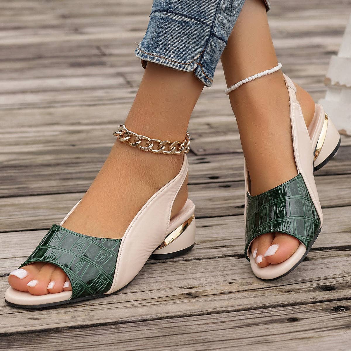 Naomi's Happy Place Shop - Wholesale Low Heels - Women's - Women Mid Heels Sandals Chunky Fashion Casual Shoes Women Summer  Walking Shoes2