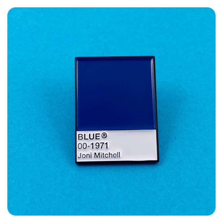Ridin' High Productions - Wholesale Lapel Pin/Button - Blue Pantone Joni Mitchell Enamel Pin