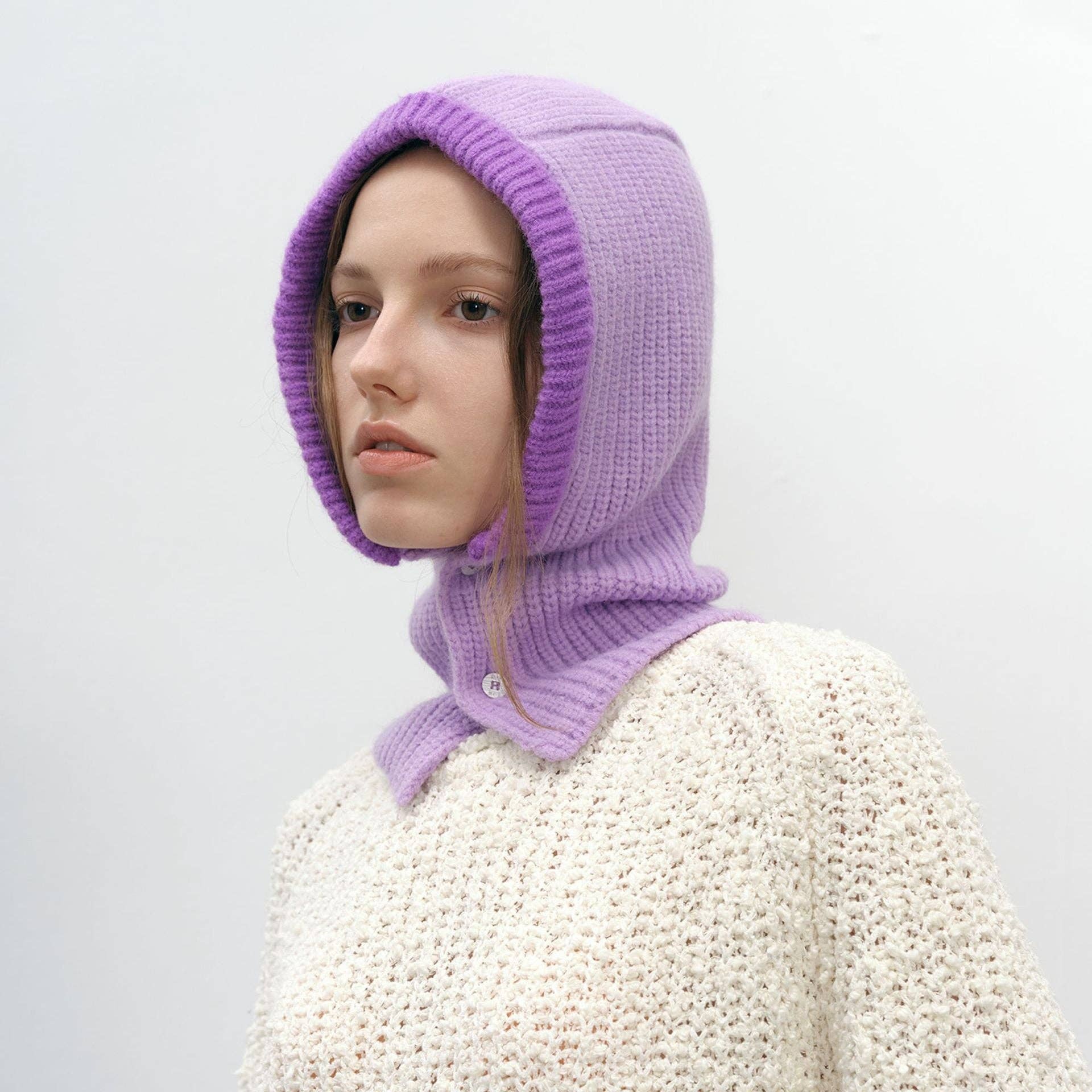 Dipped Shop - Wholesale Beanie - Women's - Simple Color Block Button Down Knit Hat Scarve DPS16141