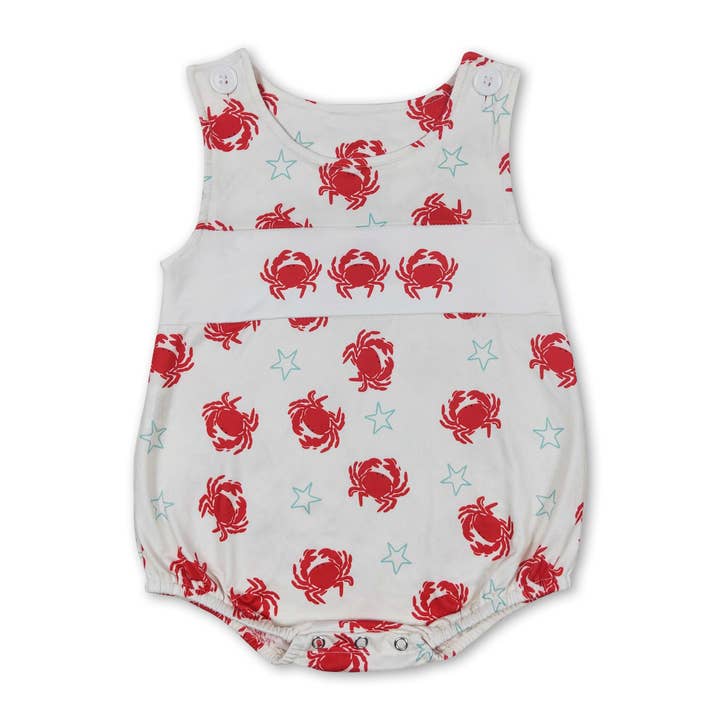 Sleeveless crab baby boys summer romper for wholesale by Yawoo Garments