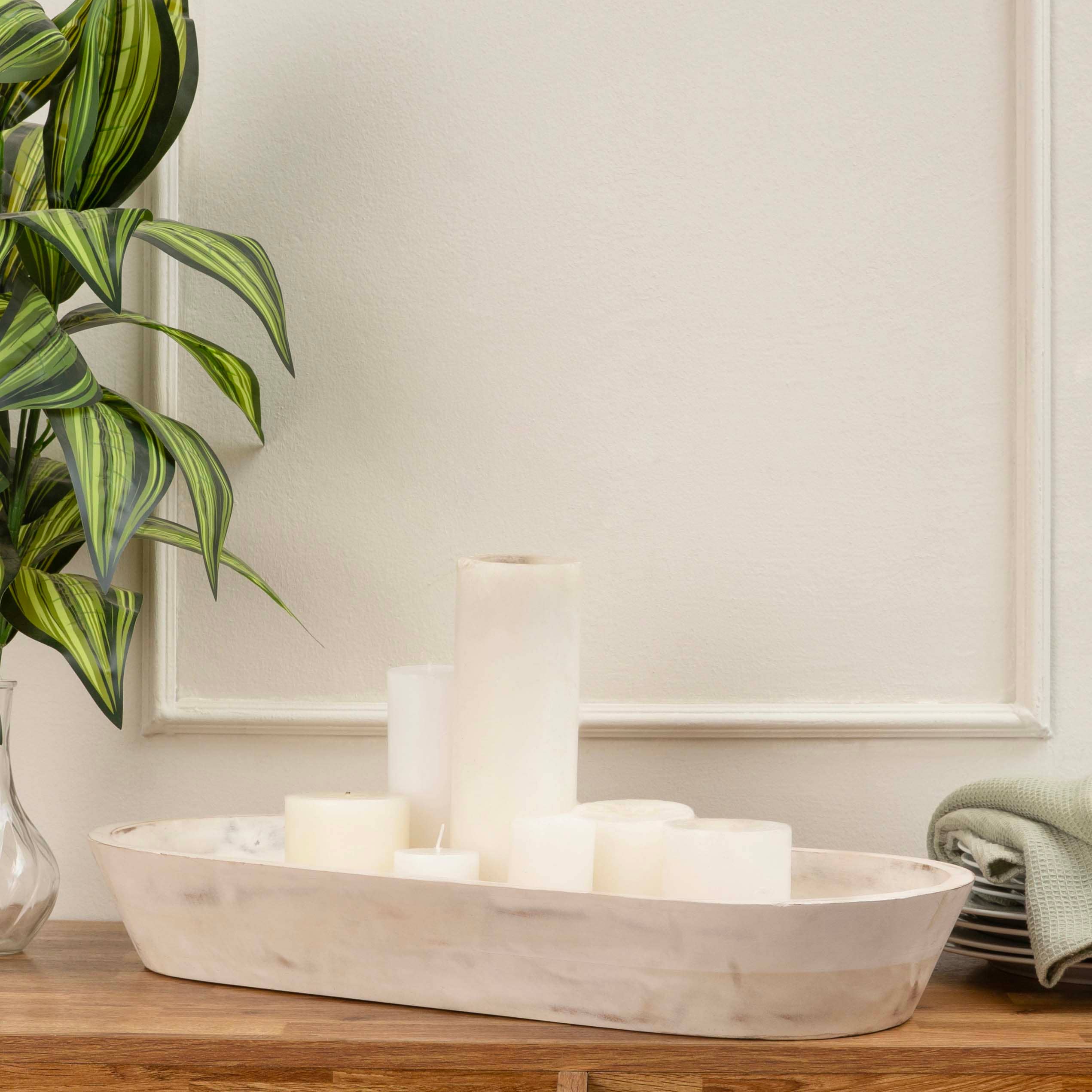 LuxeDesigns Co LLC - Wholesale Decorative Plate/Dish/Bowl - Wooden Dough Bowl - Extra Large Rustic White Acacia Wood7