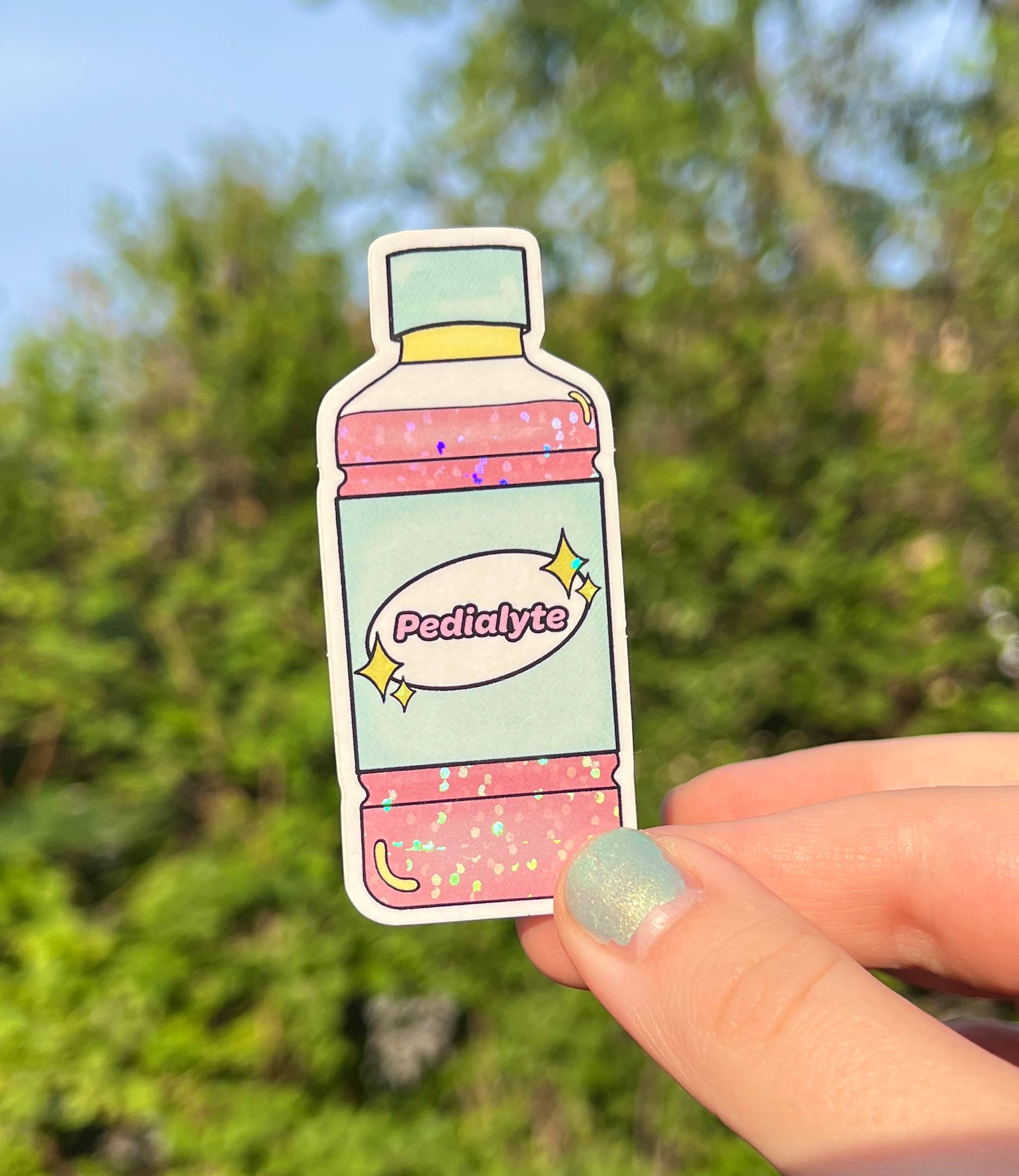 Salt Star Co. - Wholesale Sticker - Pedialyte Pastel Pink Glitter Sticker1