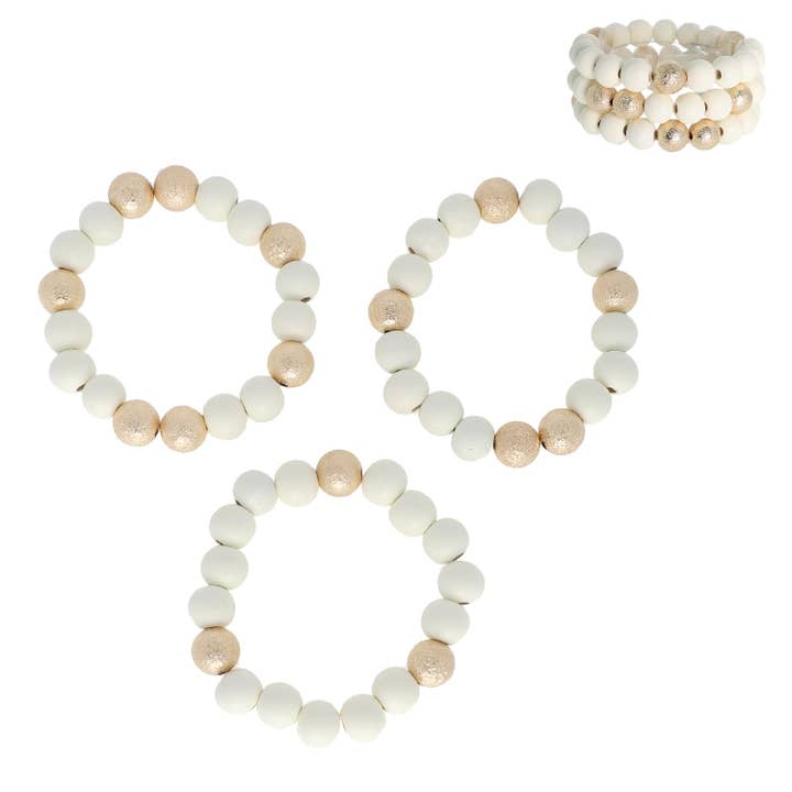 SP Sophia Collection - Wholesale Jewelry Set - 3 Piece Stackable Bohemian Beaded Stretch Bracelet Set