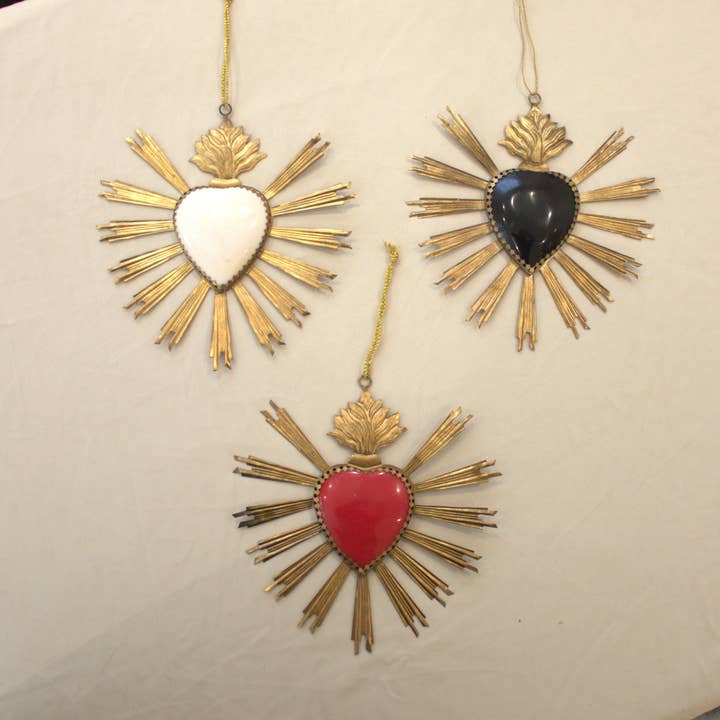 Lila Rasa - Wholesale Ornament - Red& Gold Sacred Heart Hanging Ornament1