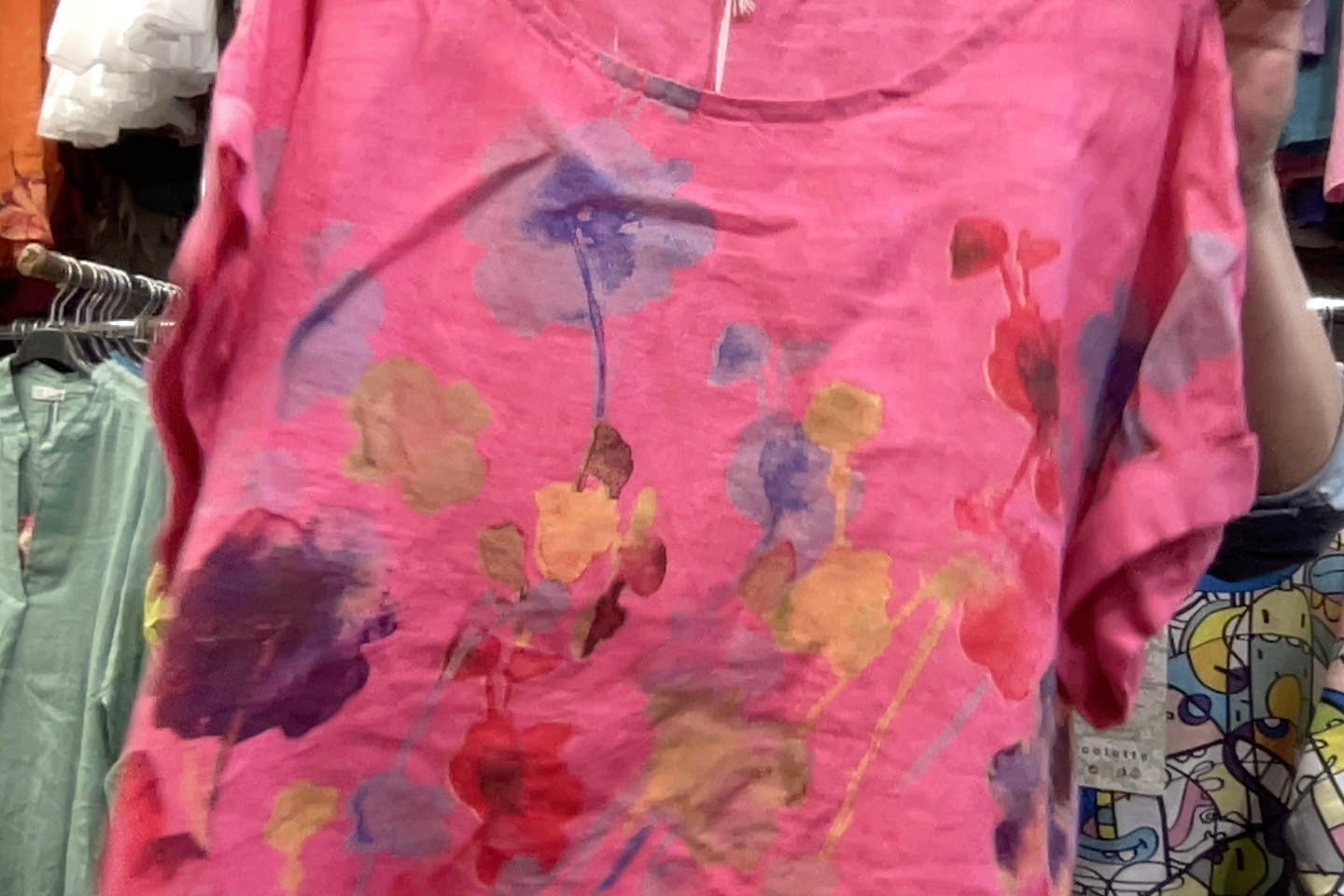 la maison des fibres naturelles – wholesale T-shirt – women's – Round neck printed linen T-shirt 23310 100% LINEN20