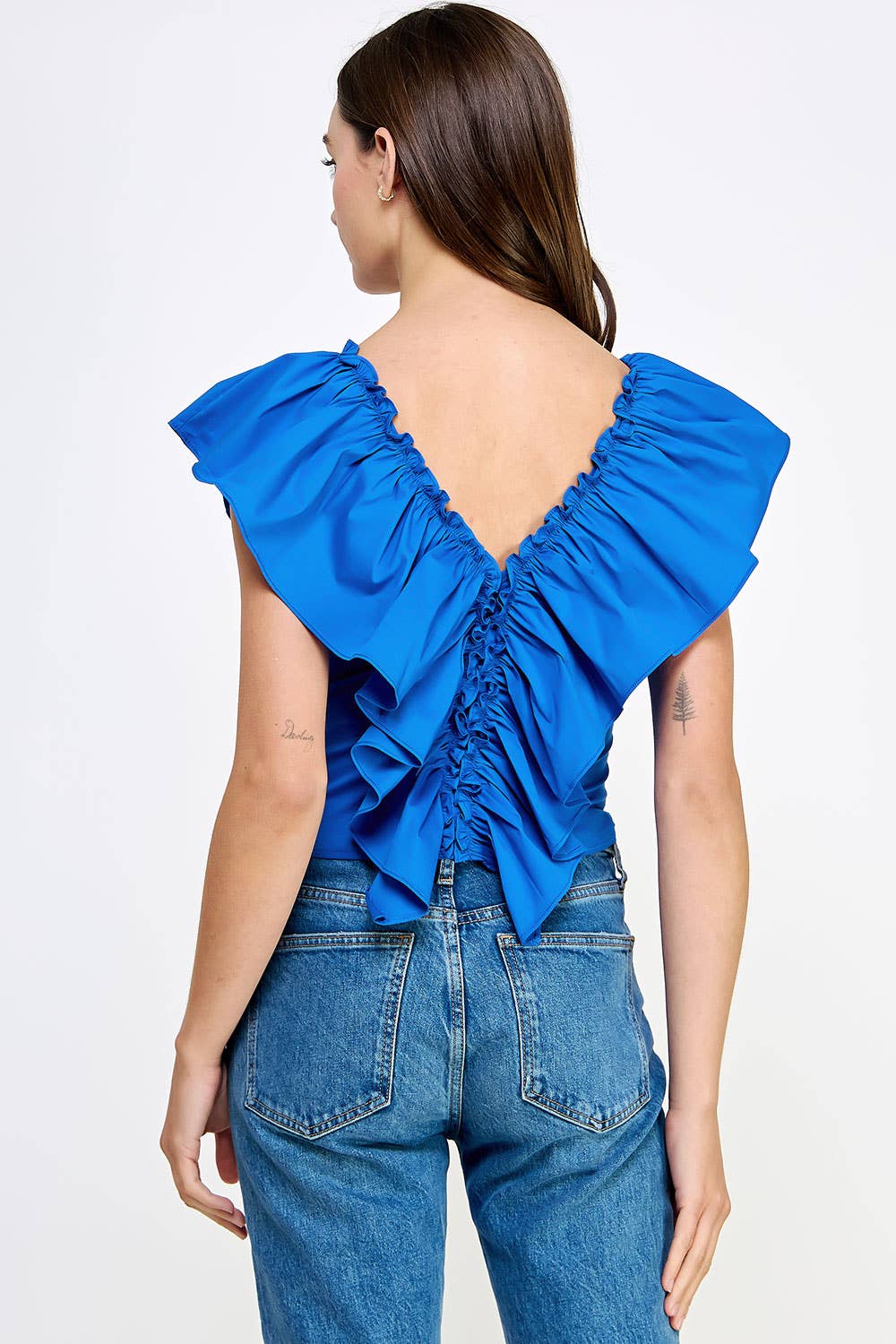 Strut & Bolt – Großhandel Bluse – Damen – Ärmelloses Top aus Popeline mit Rüschendetail4