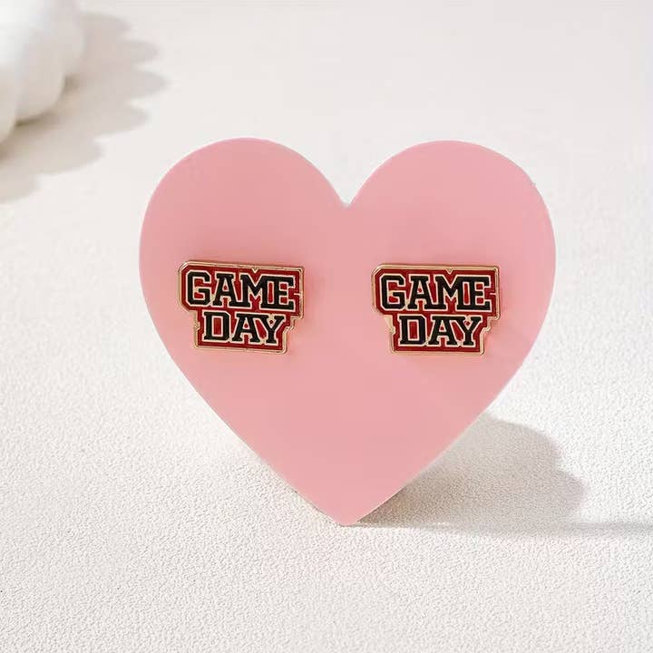 Kate Tuesday Jewelry – wholesale Stud/post earrings – Game Day Black and Red Football Stud Earrings