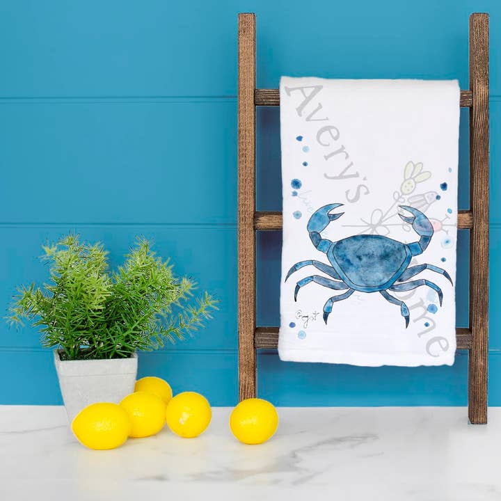 Avery's Home - Wholesale Tea Towel - Navy Stone Crab Tea Towel4