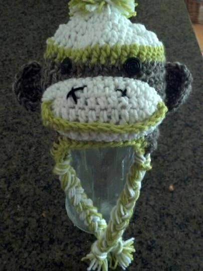 Sock Monkey Crochet Hat for wholesale by Mad Hatter Farm