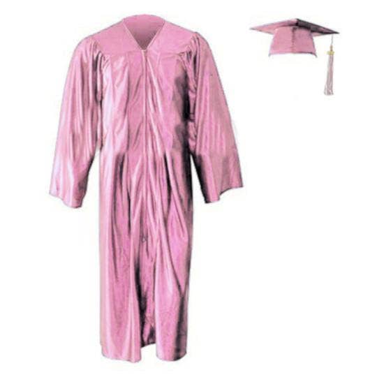 Glänsande Rosa Keps, Klänning & Tofs för wholesale av Cap and Gown Direct