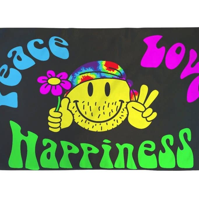 Bandiera Pace Amore & Felicità 3x5ft Poliestere per la vendita all'ingrosso da parte di Flags Importer