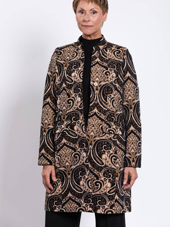 Julia Coat, Jaquard, Viscose for wholesale by Blue Sky Clothing Co LLC