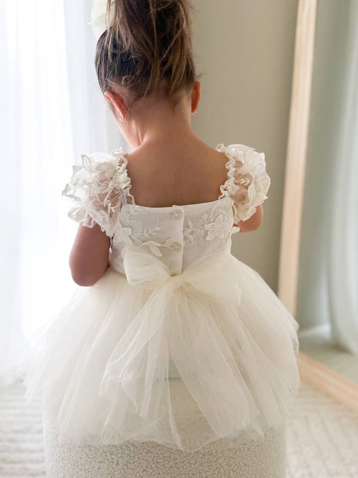 Lila Ivory Embroidered Baby Dress for wholesale by A Little Lacey