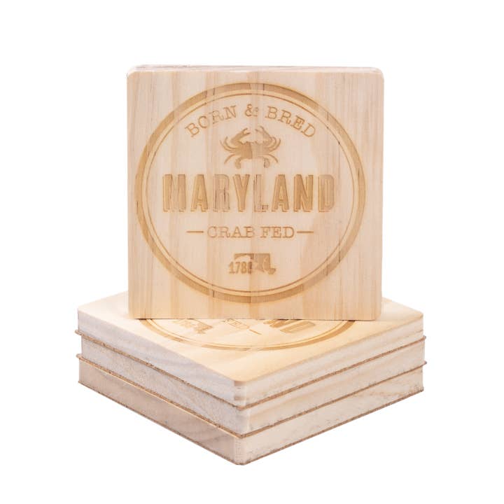 Born & Bred Crab-Fed Maryland State Coaster for wholesale by Keppel and Kismet, LLC