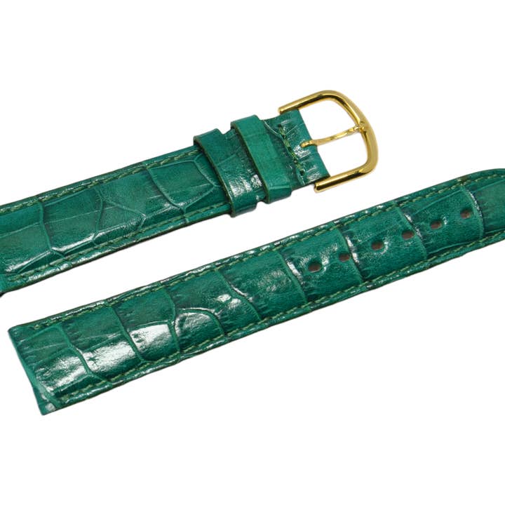 18 mm grünes G Alligator C gewölbtes Lederarmband für den Großhandel von BRACELETS MONTRE ACH