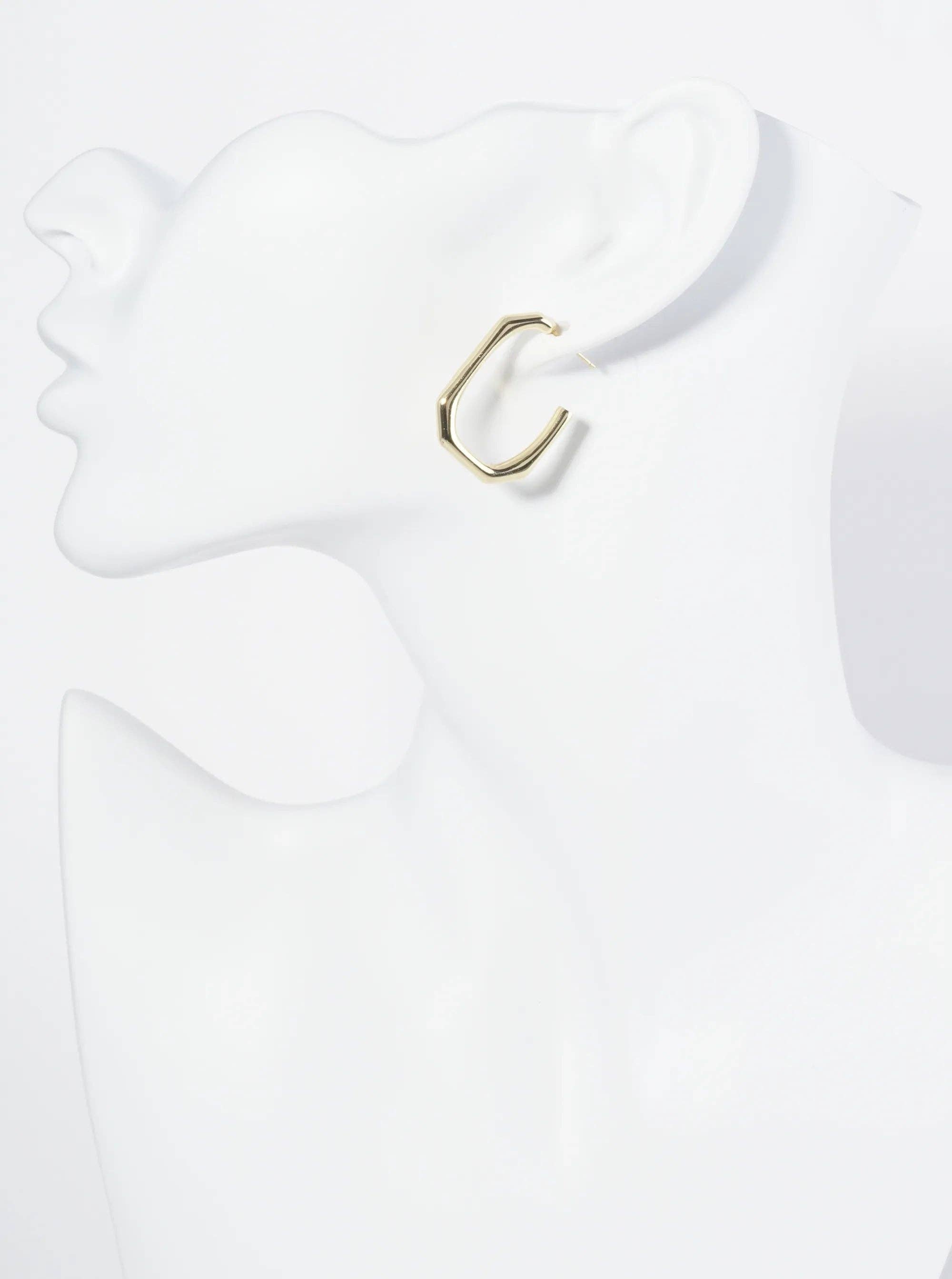 Wild Honey - Wholesale Hoop Earrings - 18K Gold Dipped 25Mm Octagon Hoop Earrings2