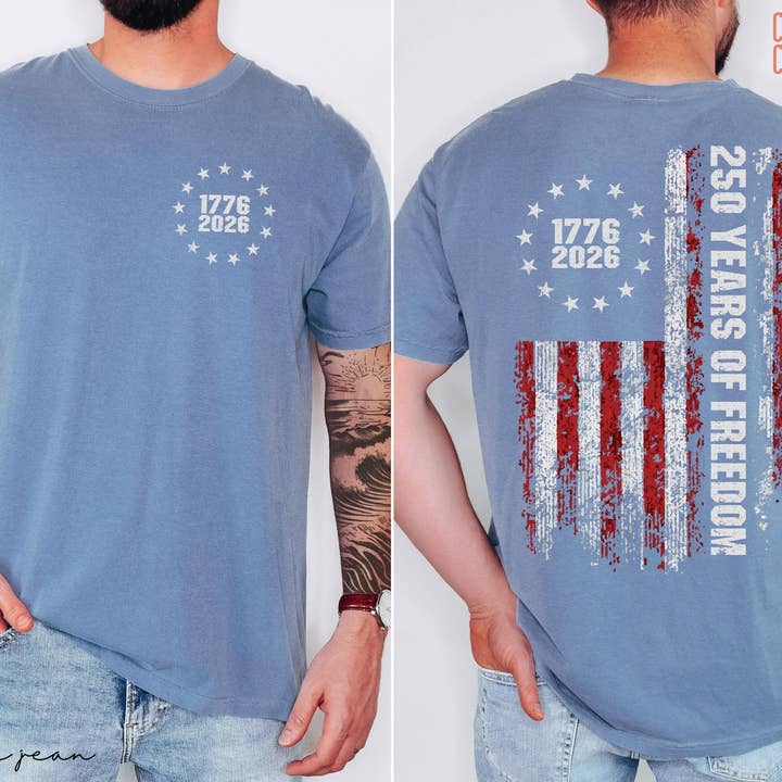 Comfort Colors Retro Usa 250 Shirt, 250 Years of Freedom for wholesale by Teedico