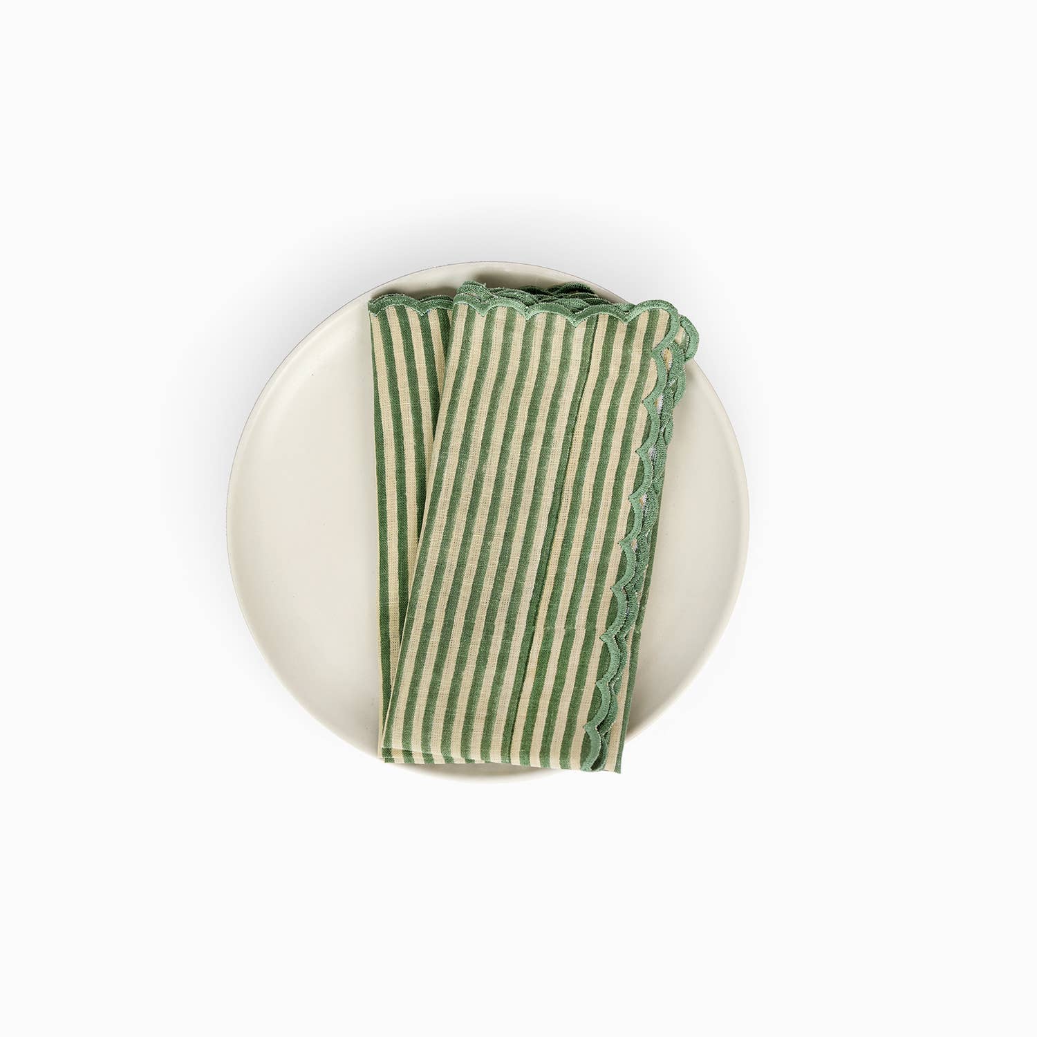 Craft Boat - Wholesale Dinner & Cloth Napkin - BLOCK PRINTED SCALLOPED NAPKIN - GREEN 2