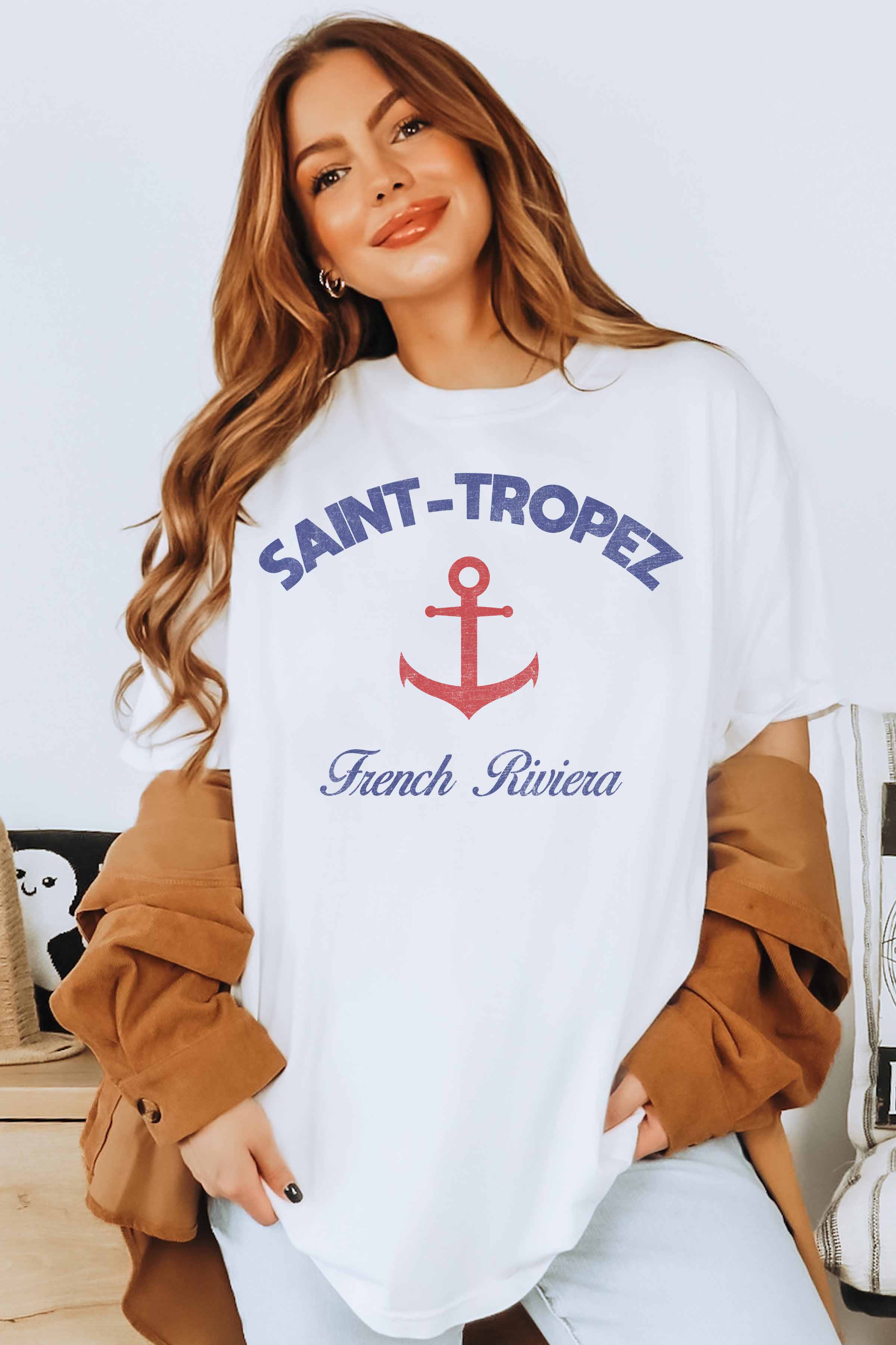 GOOD DAY STREET - Wholesale Screen Printed T-Shirt - Women's - [G1565X-OTS]-SAINT TROPEZ OVERSIZED GRAPHIC TEE3