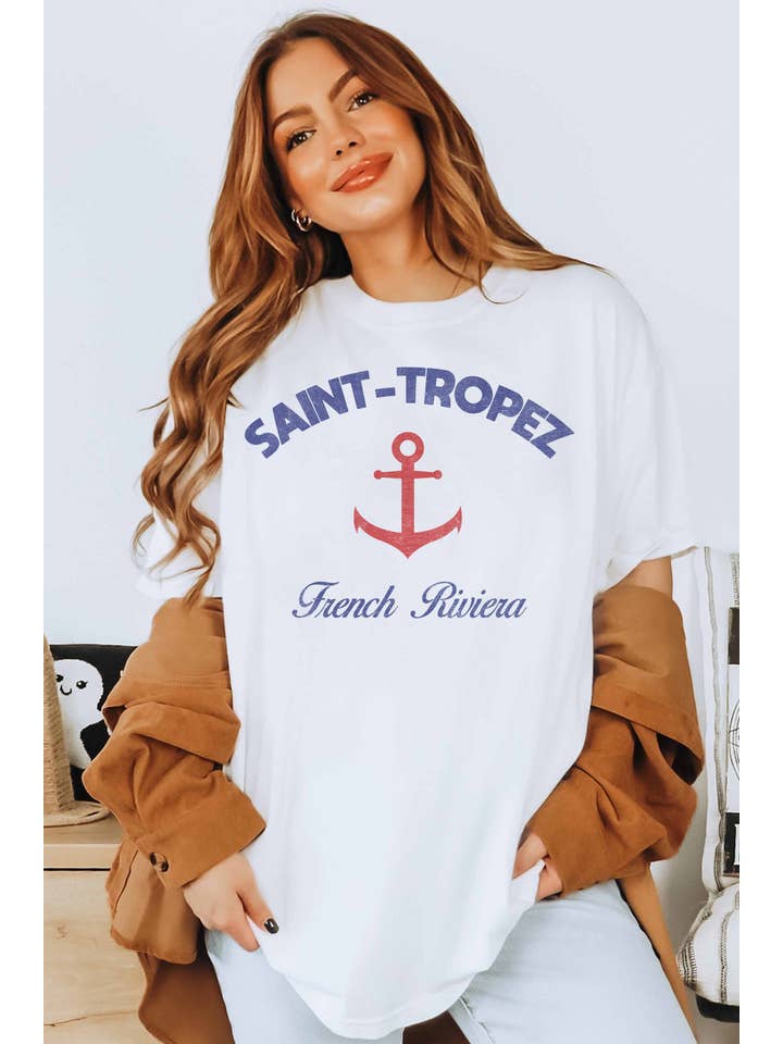 GOOD DAY STREET – Engroshandel T-shirt med print - Dame – SAINT TROPEZ oversized T-shirt med grafik3