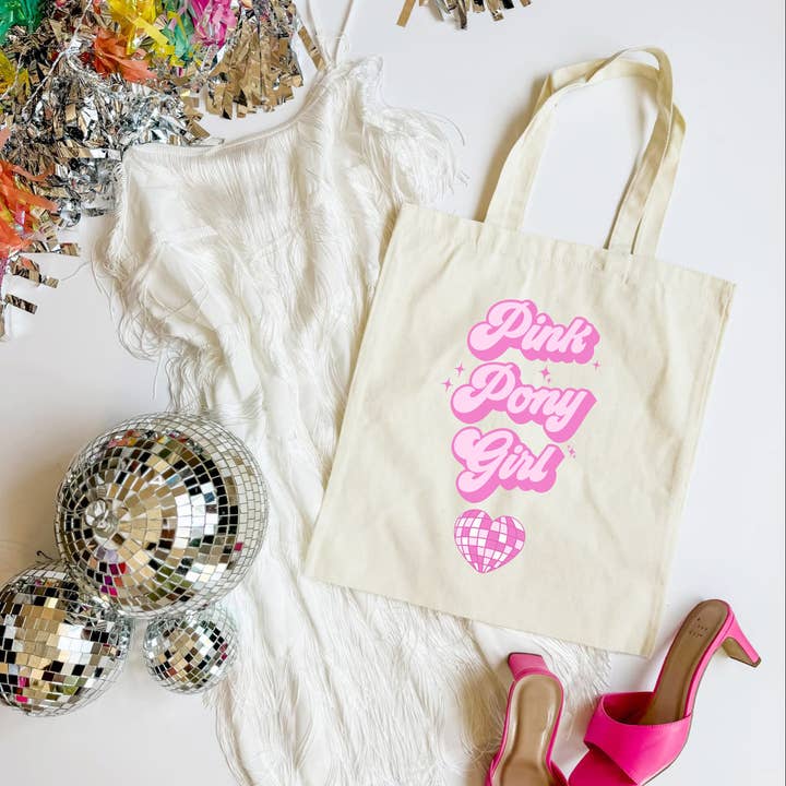 Mugsby - Wholesale Tote Bag - Women's - Pink Pony Girl Funny Tote Bag, Shoulder Bag, Book Bag