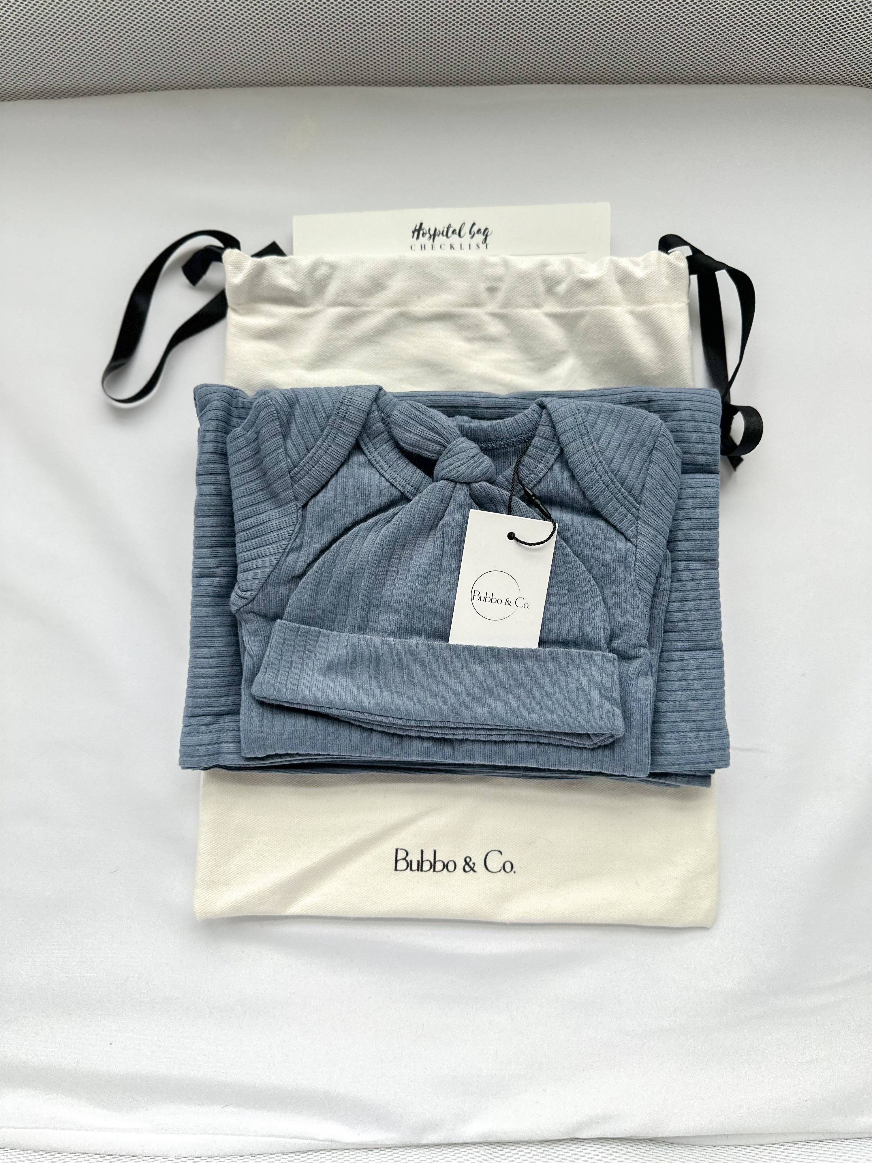 Bubbo & Co. - Vente Ensemble de vêtements – bébé - Ensemble côtelé bio pour nouveau-né - bleu océan1
