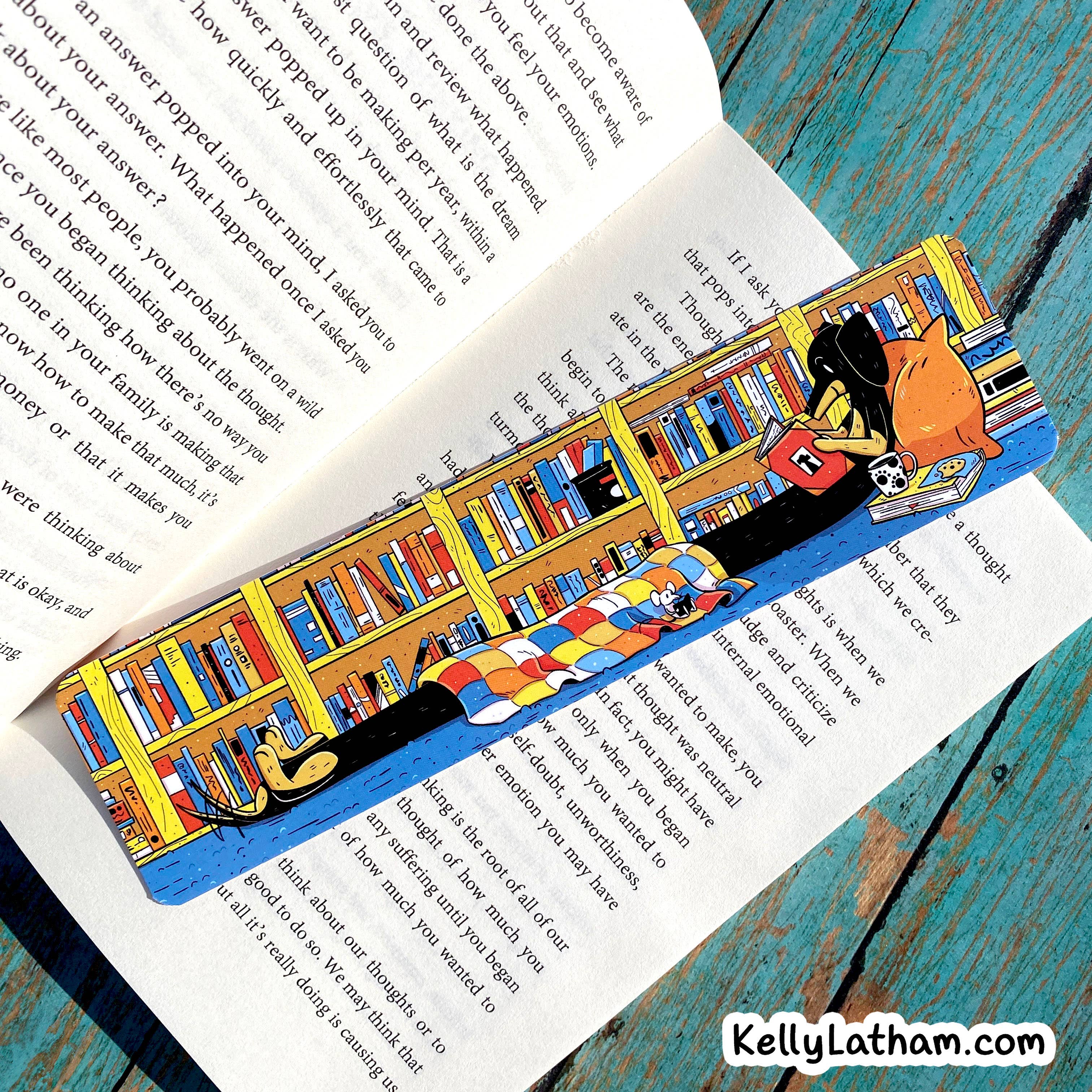 Kelly Latham Art - Wholesale Bookmark - Dog Reading Bookmark - Dachshund Cute Bookstore Gift Puppy1