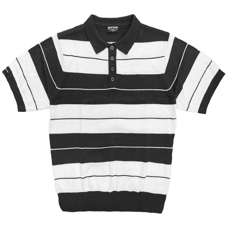 WEIV - Wholesale Polo - Men's - Charlie Brown Striped Knit 4 Button Polo Shirt