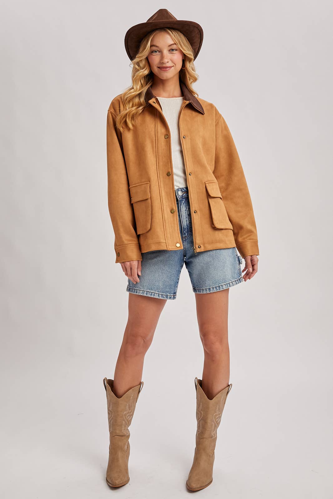 Bluivy - Wholesale Jacket - Women's - BUTTON DOWN FAUX SUEDE BARBOUR JACKET21
