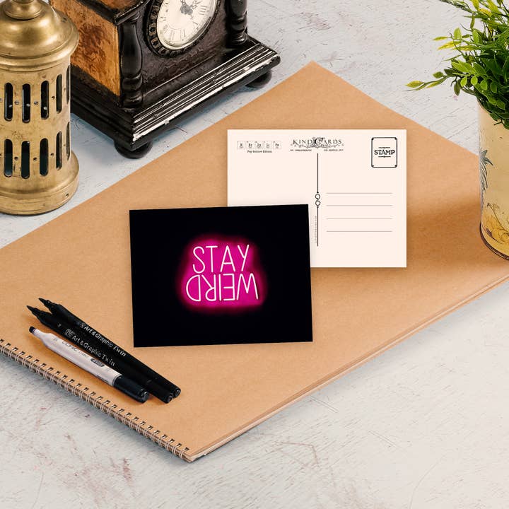 Stay Weird Postcard for wholesale by Life of the Kind
