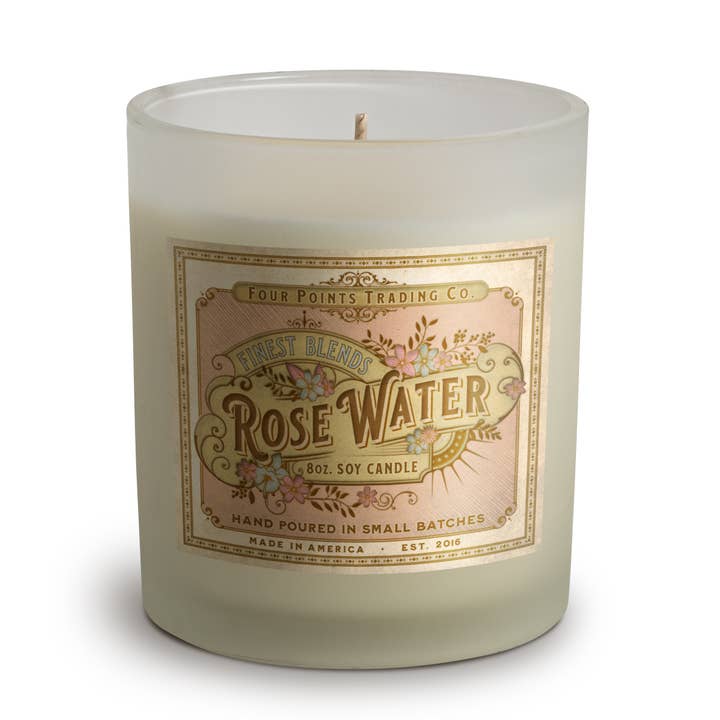 Rosenwasser 8 oz Soja-Kerze für den Großhandel von Four Points Trading Co