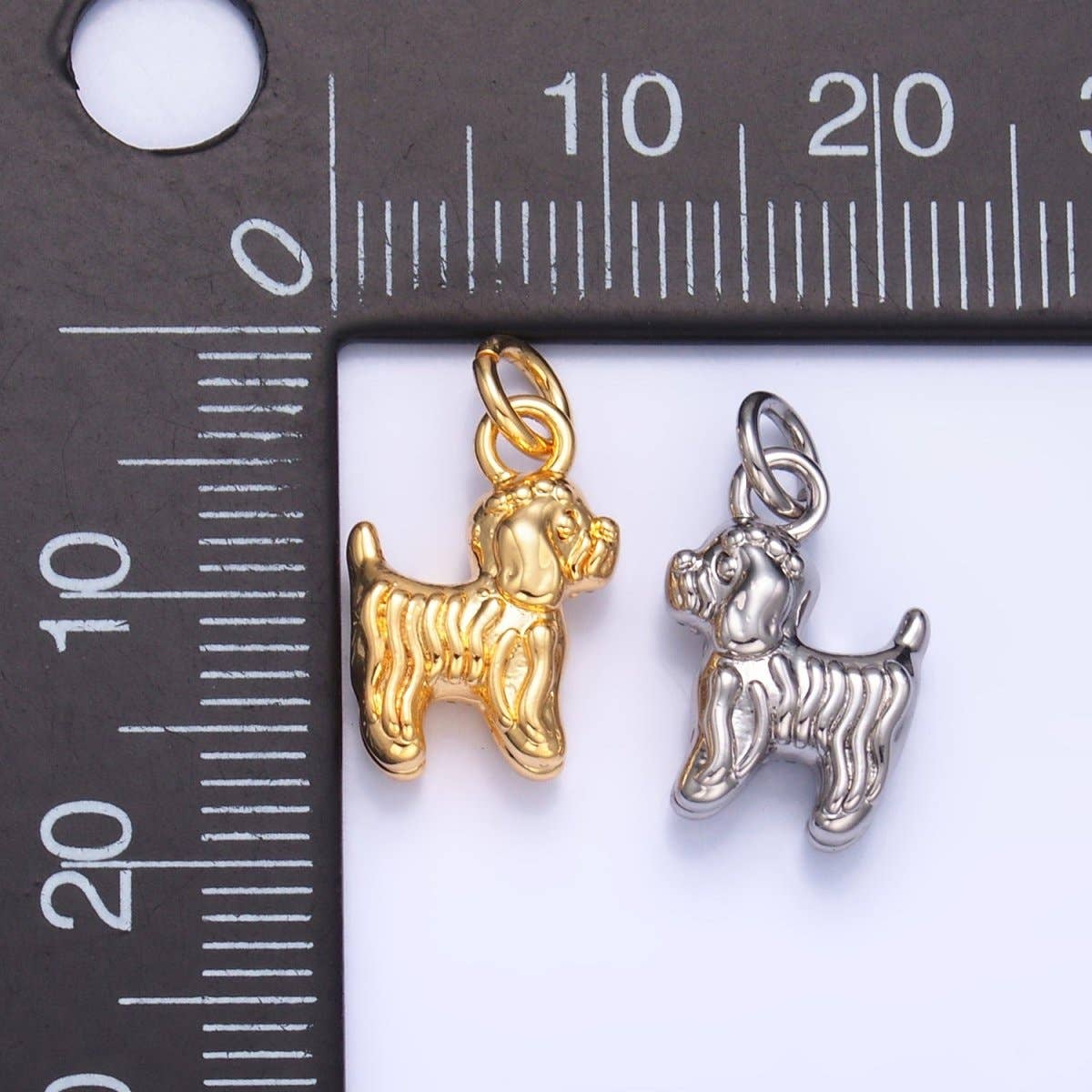 Aim Eternal - Wholesale Individual Charm/Pendant - 24K Gold Filled Bichon Frise Labradoodle Pet Dog Multidimensional 3D Charm in Gold & Silver | W2394