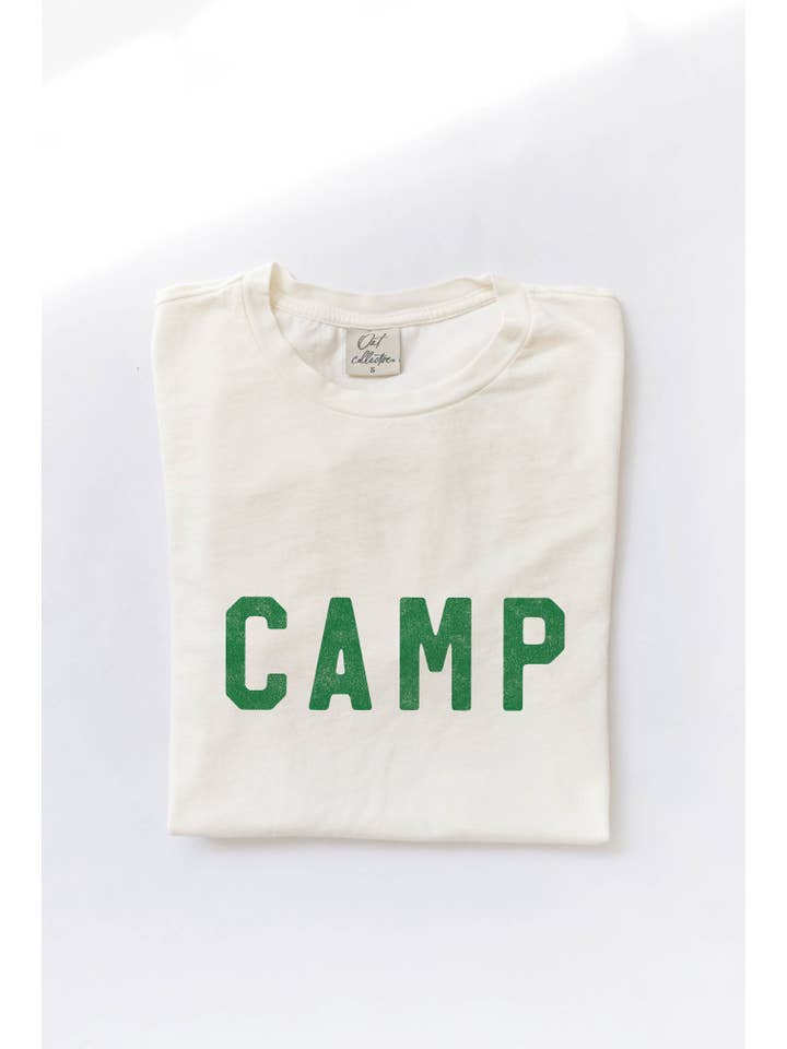 OAT COLLECTIVE - Wholesale Screen Printed T-Shirt - Women's - CAMP Mineral Washed Graphic Top