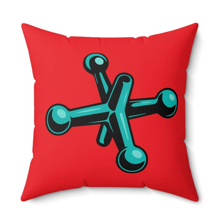 Faux Suede Square Pillow Jacks turquoise - red for wholesale by Kathiana Cardona Store