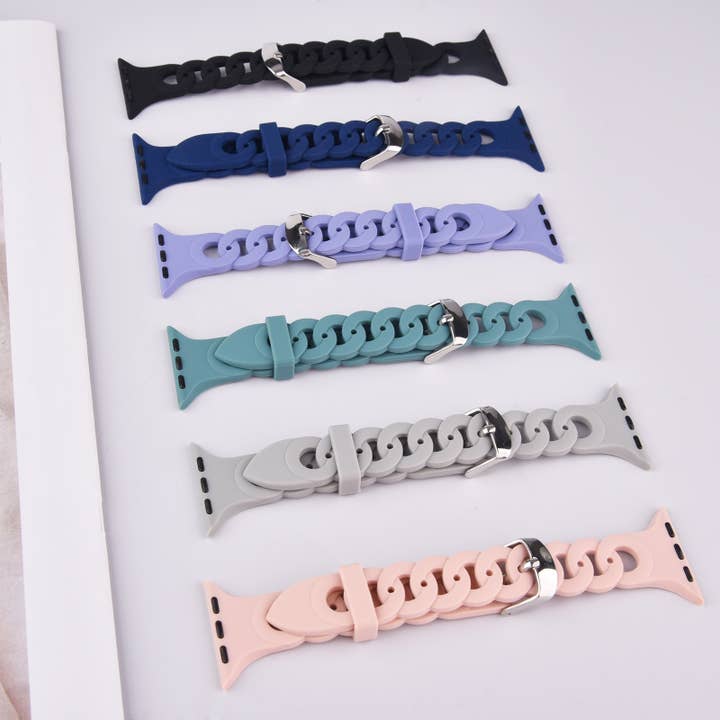 ShopTrendsNow - Wholesale Watch Band/Strap - Women's - Twisted Loop Chain Rope Silicone Apple Watch Band