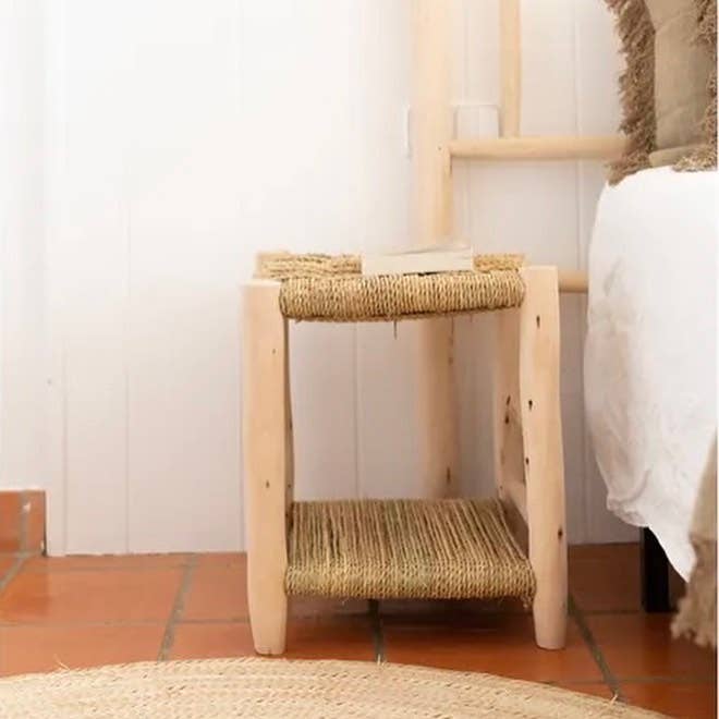 High crafty – wholesale Bench – Bathroom Bench in Natural Wood and Rope – Handmade Spa-Style3