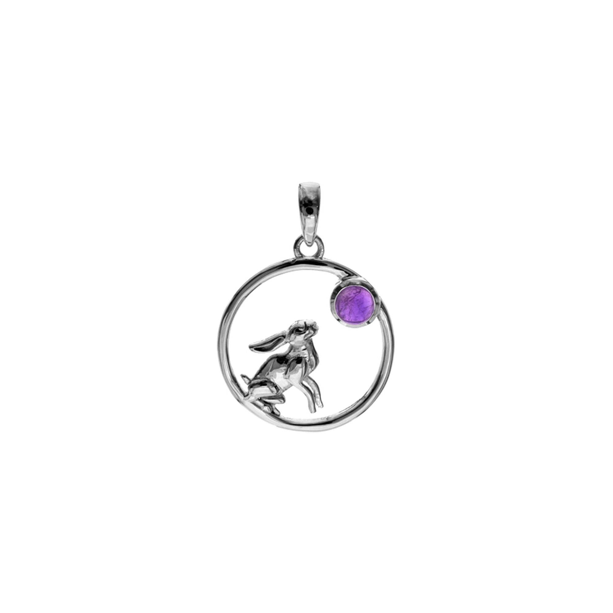 Kali Ma Designs - Sterling Silver Jewellery – Engroshandel Vedhæng/charm – Anabelle ametyst månekiggende harevedhæng